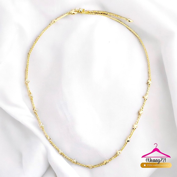 Kendra Scott Jewelry - KENDRA SCOTT Haven Gold Crystal Heart Strand Necklace in White Crystal